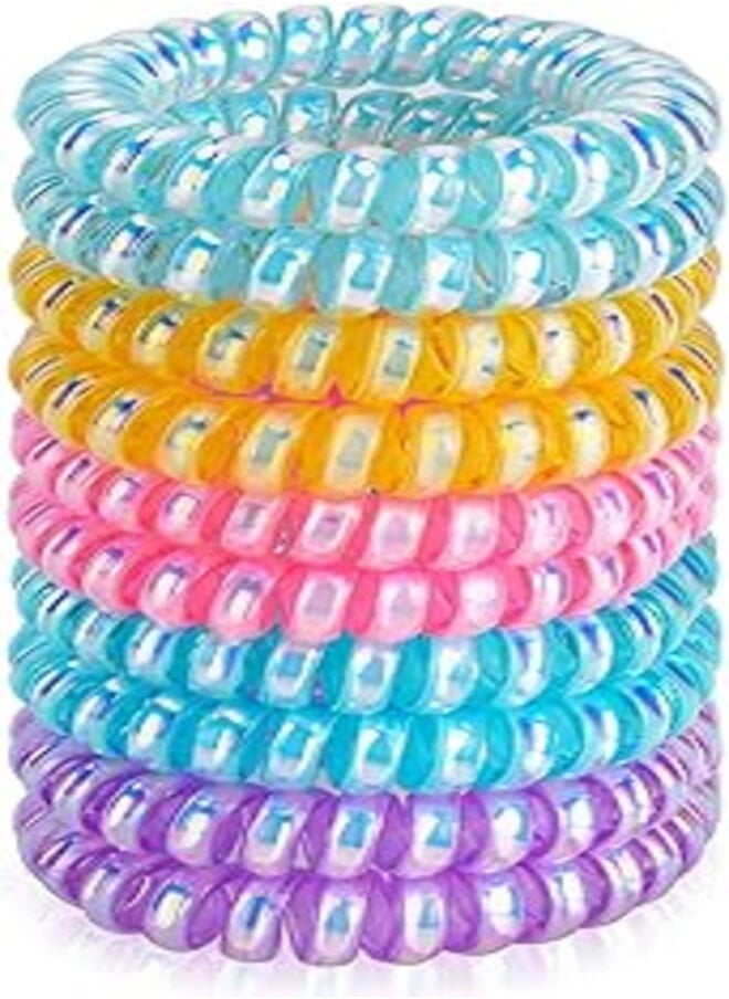 JessLab JessLab Spiral Hair Bobbles, Pack of 10 Traceless Telephone Cable Hair Bobbles Plastic Spool Hair Bobbles Ponytail Holder No-Damage Hair Accessories for Girls Women Women, Assorted Colours (#2) 