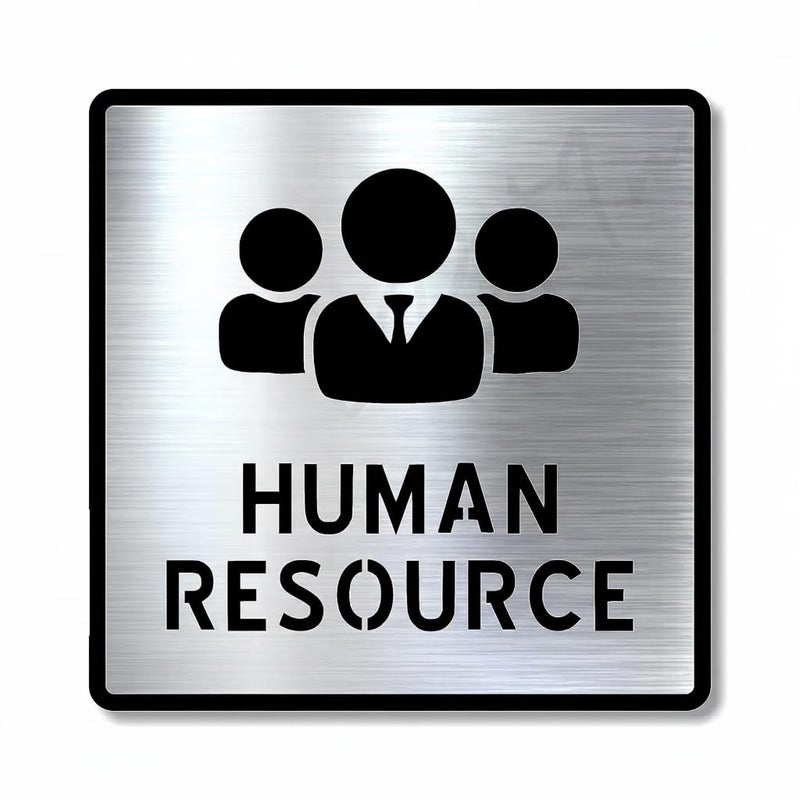BerryBox Premium Brush Steel Finish Acrylic Human Resource Door Sign Easy to Mount 3M Self-Adhesive Tape Signage for Hotel Office Resort Society Corporate Business - Image 1