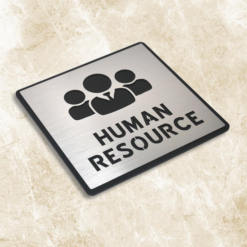 BerryBox Premium Brush Steel Finish Acrylic Human Resource Door Sign Easy to Mount 3M Self-Adhesive Tape Signage for Hotel Office Resort Society Corporate Business - Image 2
