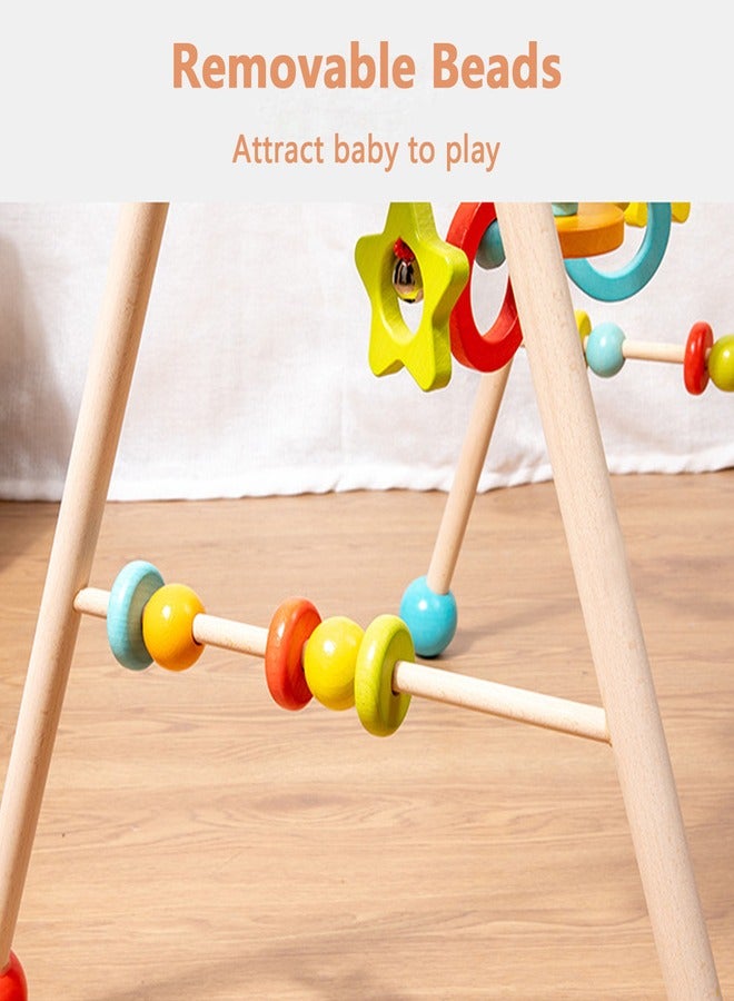 Baby Play Gym Wooden Baby Gym with 5 Infant Activity Toys,Toddler Activity Center with Pull Ring  - Image 2