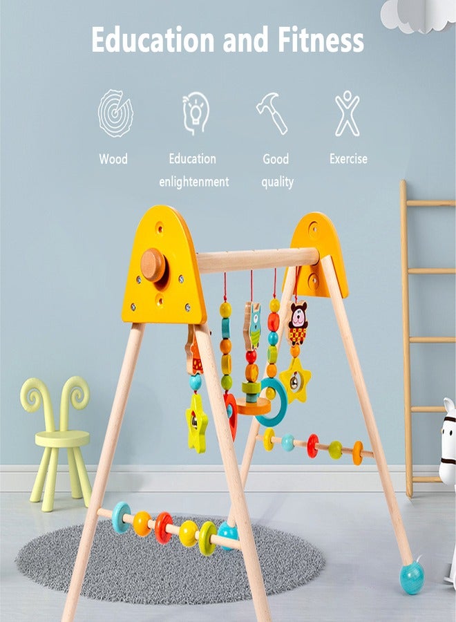 Baby Play Gym Wooden Baby Gym with 5 Infant Activity Toys,Toddler Activity Center with Pull Ring  - Image 3