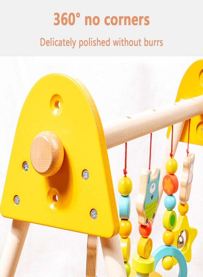 Baby Play Gym Wooden Baby Gym with 5 Infant Activity Toys,Toddler Activity Center with Pull Ring  - Image 4