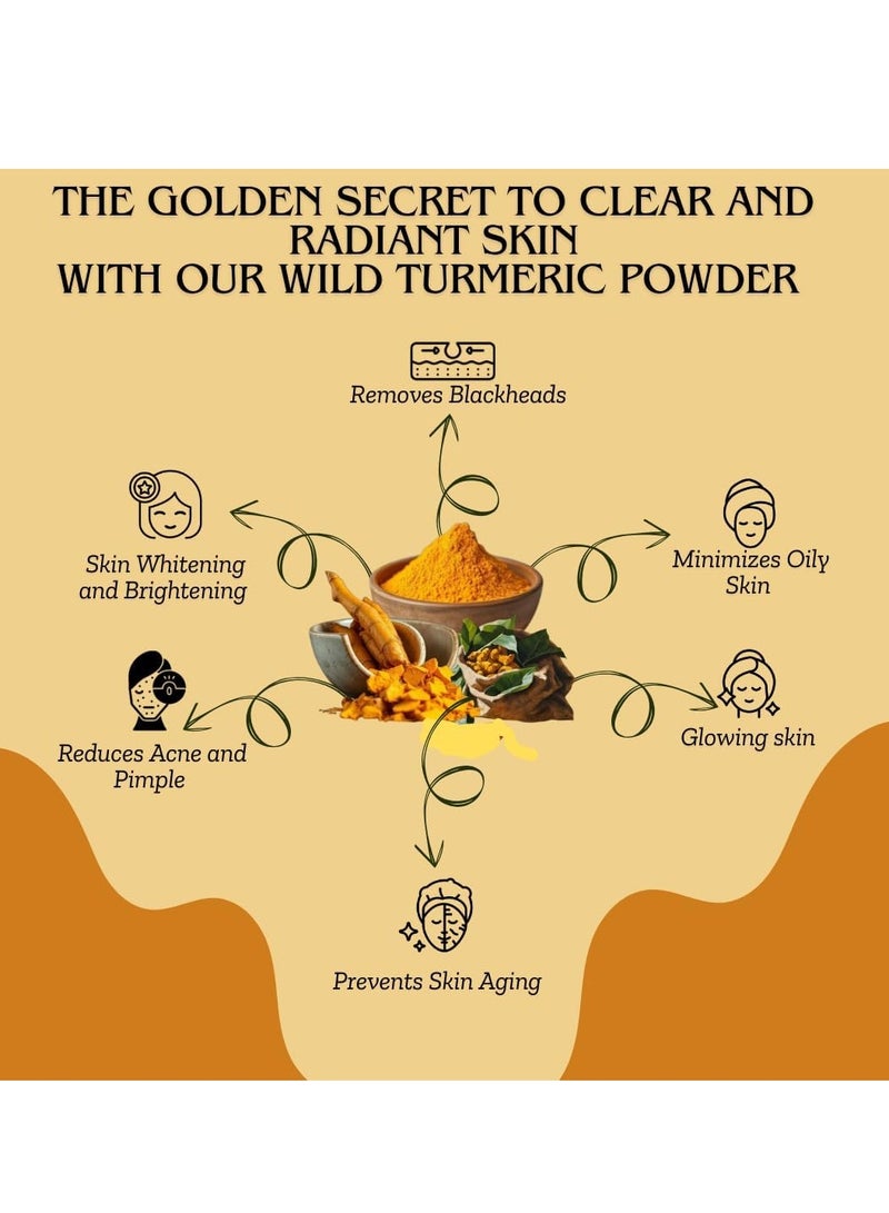 Accessorize Kingdom Wild Turmeric Powder (100gm) – 100% Natural & Pure | Suitable for Skin & Hair | Reduces Pigmentation, Enhances Skin Glow & Treats Acne | Strengthens Hair, Promotes Growth & Soothes Scalp - Image 4