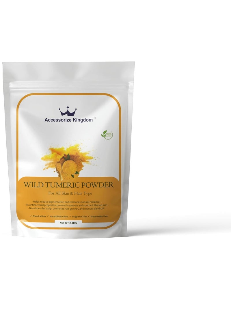 Accessorize Kingdom Wild Turmeric Powder (100gm) – 100% Natural & Pure | Suitable for Skin & Hair | Reduces Pigmentation, Enhances Skin Glow & Treats Acne | Strengthens Hair, Promotes Growth & Soothes Scalp - Image 5