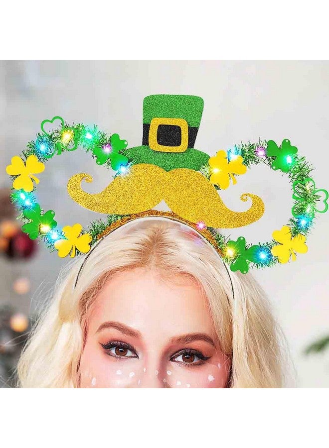 Yean St Patricks Day Mouse Ear Headband Light Up Irish Headbands Shamrock Hat Holiday Accessories For Women And Girls - Image 1