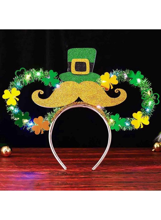 Yean St Patricks Day Mouse Ear Headband Light Up Irish Headbands Shamrock Hat Holiday Accessories For Women And Girls - Image 2