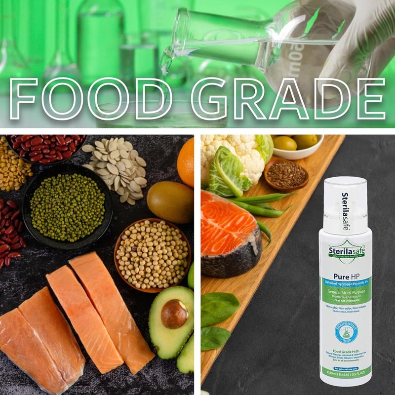 Sterilasafe Committed to a healthy life Pure HP Food Grade, Hydrogen Peroxide 3%, H2O2, Natural Cleaner, NO chemical, First Aid Antiseptic Spray (250 ml) - Image 4