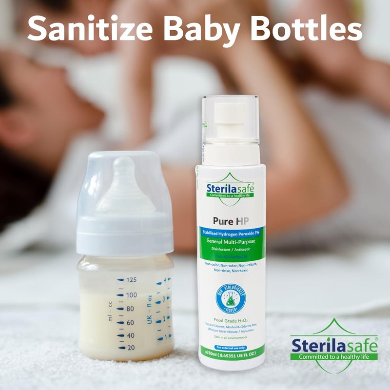 Sterilasafe Committed to a healthy life Pure HP Food Grade, Hydrogen Peroxide 3%, H2O2, Natural Cleaner, NO chemical, First Aid Antiseptic Spray (250 ml) - Image 3