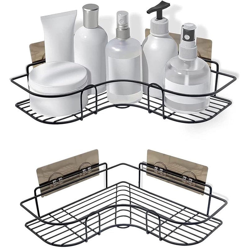 EASYBUYRECH Corner Shower Caddy Bathroom Shelf, Rust Proof Bathtub Accessories Organizer, Adhesive Basket Storage Rack Shampoo Holder Wall Organization