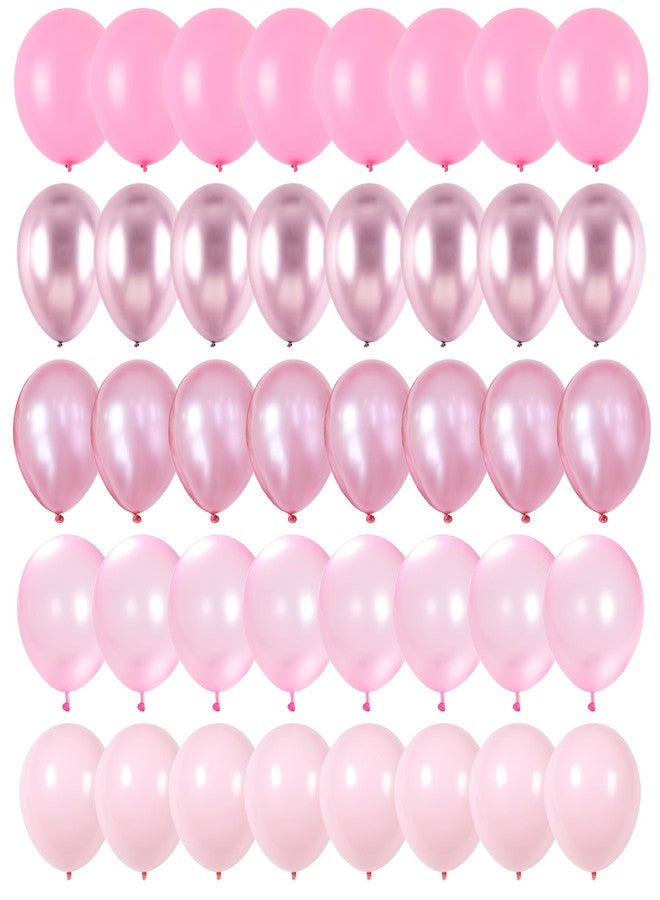 Togvu Pink Balloons Set, 60 Packs 12 Inch Metallic Chrome Pink Pearl Pink Macaron Pink Light Pink Different Shades Balloon for Girl Women Birthday Decorations, Wedding, Christening, Baby Shower Party - Image 1