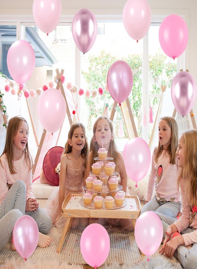 Togvu Pink Balloons Set, 60 Packs 12 Inch Metallic Chrome Pink Pearl Pink Macaron Pink Light Pink Different Shades Balloon for Girl Women Birthday Decorations, Wedding, Christening, Baby Shower Party - Image 4
