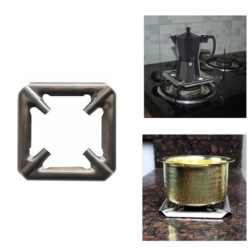 SpiderJuice 1Pc SS Removable Square Shape Gas Burner Stand for Small Utensils Vessels Vaghar Kadai Bowls Sauce Pans Tadka Pots Vati Chulha Stove Top Plate Support Jali Hot Bartan Holder Trivet - Image 1