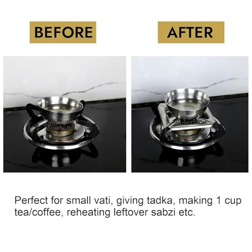 SpiderJuice 1Pc SS Removable Square Shape Gas Burner Stand for Small Utensils Vessels Vaghar Kadai Bowls Sauce Pans Tadka Pots Vati Chulha Stove Top Plate Support Jali Hot Bartan Holder Trivet - Image 2