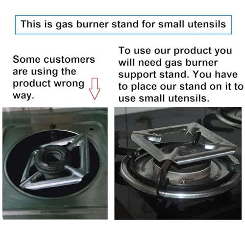SpiderJuice 1Pc SS Removable Square Shape Gas Burner Stand for Small Utensils Vessels Vaghar Kadai Bowls Sauce Pans Tadka Pots Vati Chulha Stove Top Plate Support Jali Hot Bartan Holder Trivet - Image 4