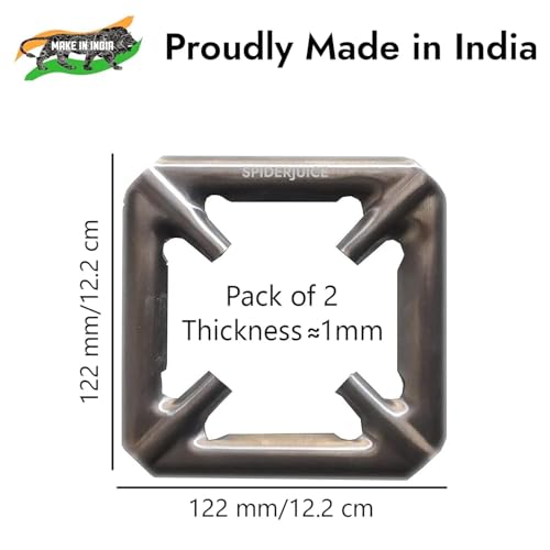 SpiderJuice 1Pc SS Removable Square Shape Gas Burner Stand for Small Utensils Vessels Vaghar Kadai Bowls Sauce Pans Tadka Pots Vati Chulha Stove Top Plate Support Jali Hot Bartan Holder Trivet - Image 3