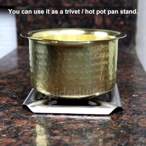 SpiderJuice 1Pc SS Removable Square Shape Gas Burner Stand for Small Utensils Vessels Vaghar Kadai Bowls Sauce Pans Tadka Pots Vati Chulha Stove Top Plate Support Jali Hot Bartan Holder Trivet - Image 5