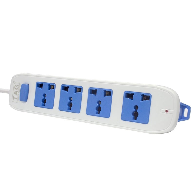 TAG Standard 4S Computer Extension Board 4 Universal Power Sockets Pure Copper Cable Spike Guard for Electronic Equipment Light Indicator 3 Pin Multi Plug for Home and Office White - Image 4