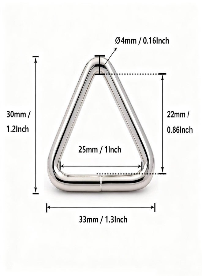 BIKICOCO 1'' Metal Triangle Ring Buckle Connectors Round Edge Webbing Bag Clasp Handbag Strap Making Hardware, Silver - Pack of 30 - Image 2