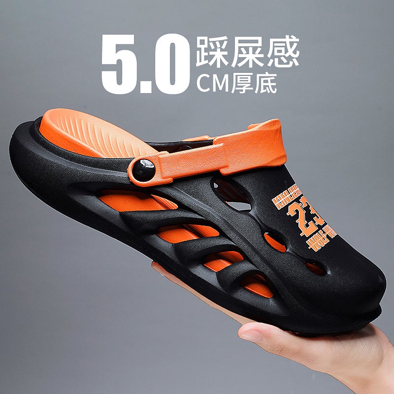Hole Shoes Men'S Summer Outwear Sports Internet Celebrous Baotou Dual-Purpose Sandals Driving Slippers - Image 1