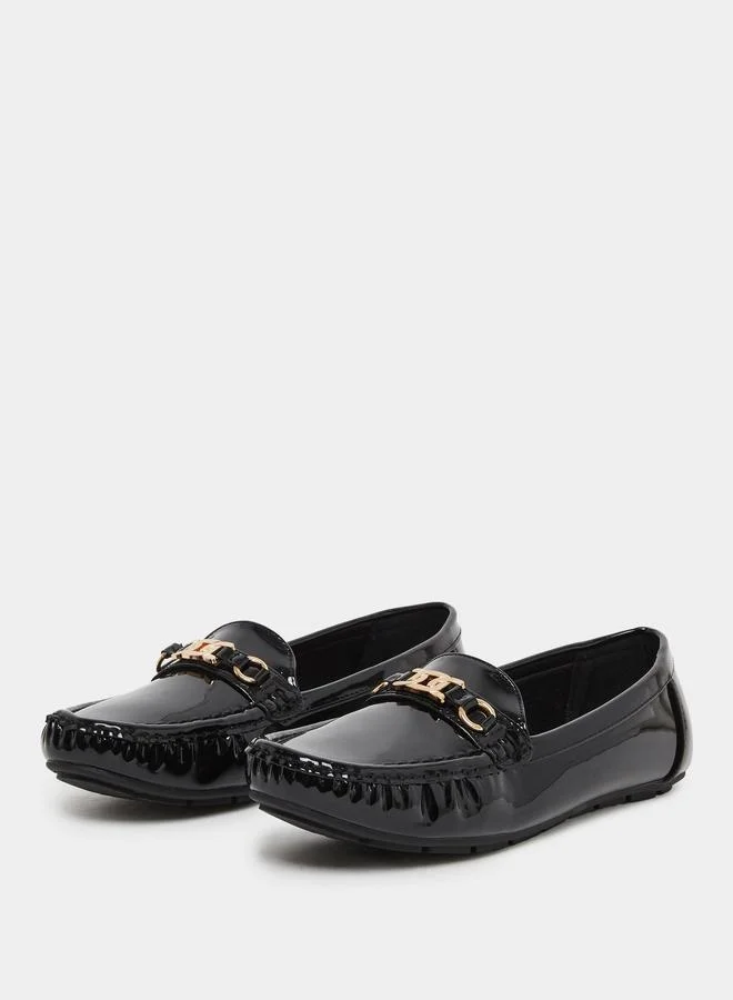 Styli Styli Buckle Accent Leather Look Loafers
