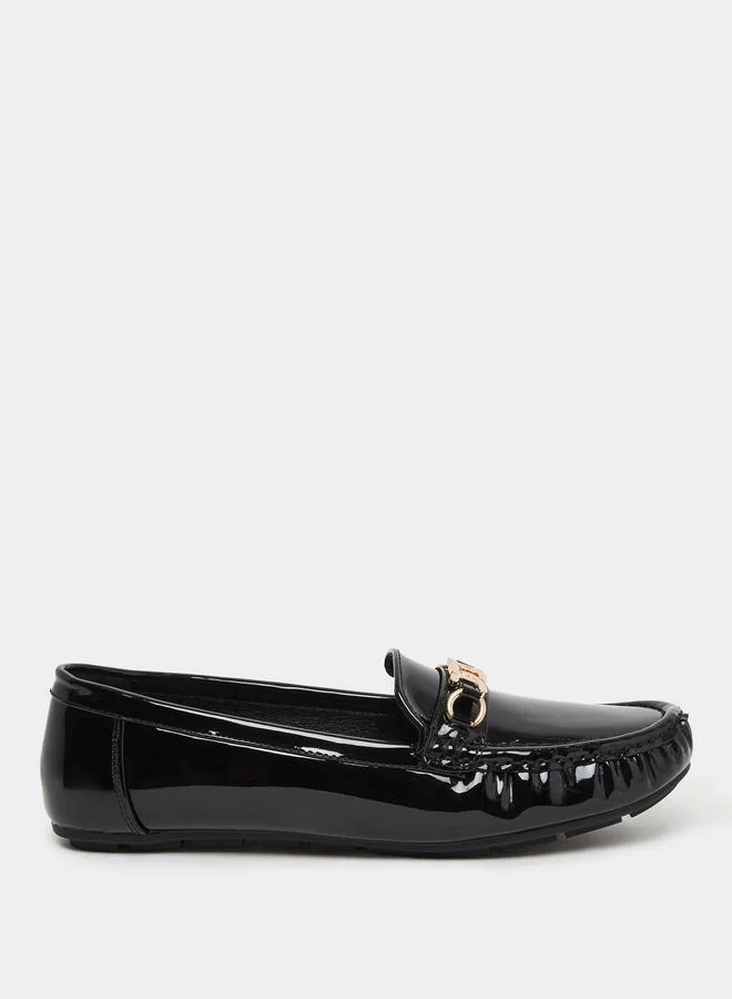 Styli Styli Buckle Accent Leather Look Loafers