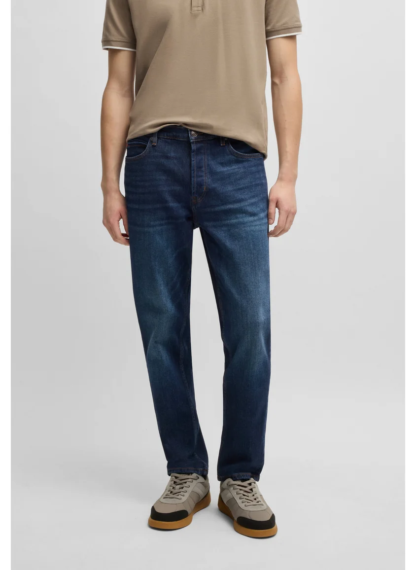 هوجو Tapered-fit jeans in dark-blue stretch denim