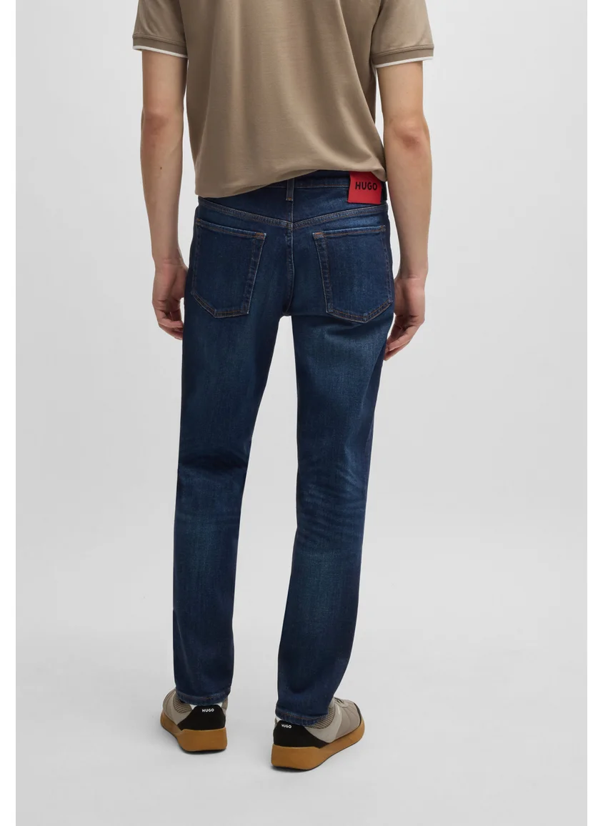 هوجو Tapered-fit jeans in dark-blue stretch denim