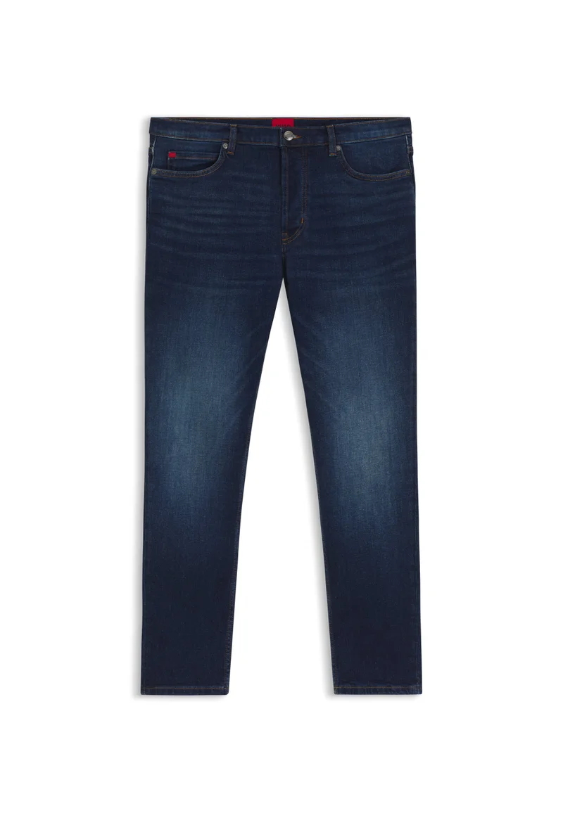 HUGO Tapered-fit jeans in dark-blue stretch denim