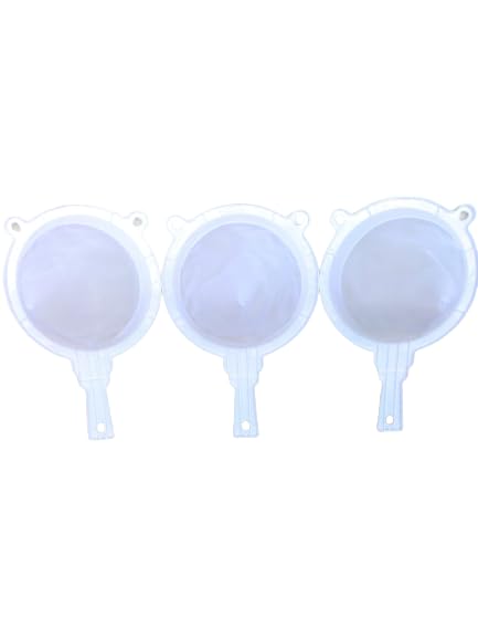 Hookcart Plastic Big Size Double Mesh Milk Water Strainer for Kitchen White Pack of 3 - Image 2