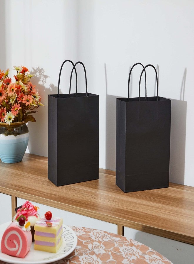 SUNCOLOR مجموعة SUNCOLOR من 24 كيس هدايا أسود صغير مقاس 9 بوصات بمقبض، مناسبة لأكياس هدايا الهالوين/الحفلات/أكياس الهدايا (أسود) - Image 5