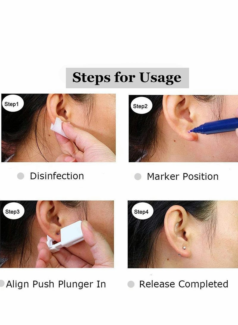 Generic No Pain Ear Piercing Kit - 4 Pack Disposable Self Gun with Earring Studs & Cleaning Tools, Perfect for Safe & Easy Use  - Image 2
