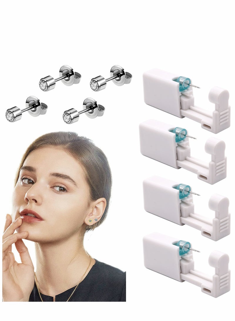 Generic No Pain Ear Piercing Kit - 4 Pack Disposable Self Gun with Earring Studs & Cleaning Tools, Perfect for Safe & Easy Use  - Image 1