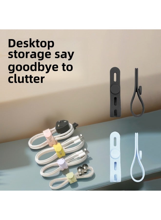 Loquat Multifunctional Silicone Cable Tie Adjustable Cable Data Cable Anti-loss Strap Desktop Storage Cord Winder-Color:Violet - Image 3