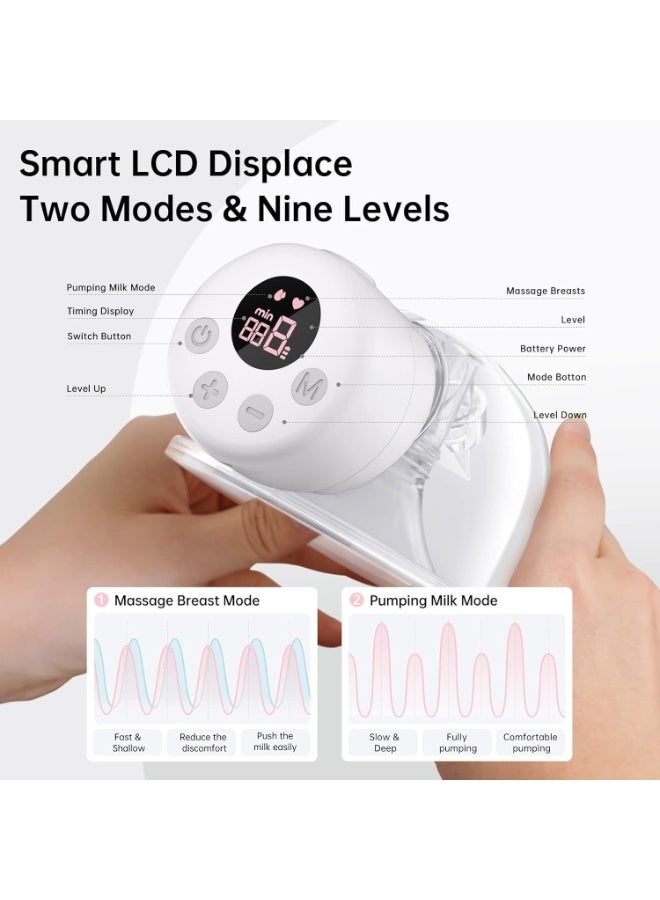 جونيس مضخة للسيدات كهربائية يمكن ارتداؤها، بدون استخدام اليدين، مع وضعين و9 مستويات و30 كيسًا لتخزين حليب الأم - Image 3