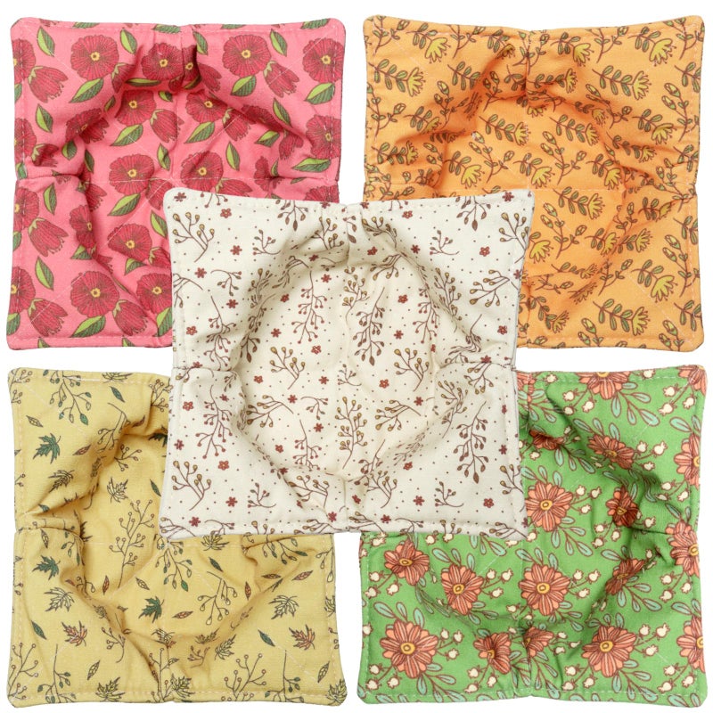 ROGITU Cotton Microwavable Bowl Cozy, Microwave-Safe Hot Bowl Holders, Soup bowl Cozy Hot Pads (Retro Flower) - Image 3
