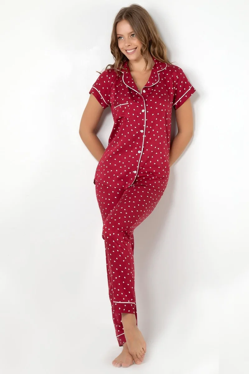 DoReMi Burgundy Heart Short Sleeve Pajama Set