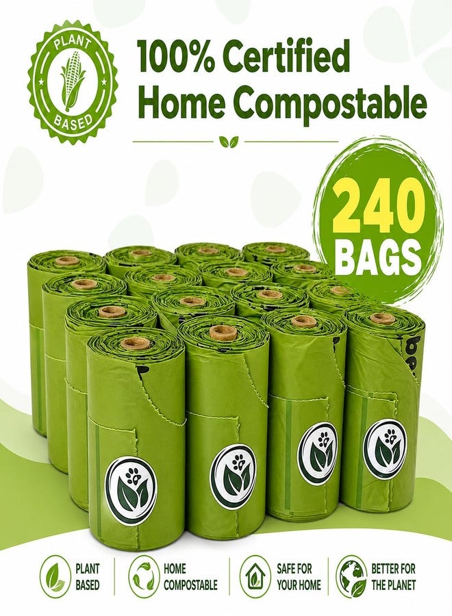 ECOBEWUS 100% Compostable Handle-Tie Doggy Poop Bags (240 Bags) 16 Refill Rolls Biodegradable Plant Based ASTM D6400 & EN 13432 Compliant HOME Certiified Compostabel Pet Dog Waste Bags (240 ct.) - Image 2