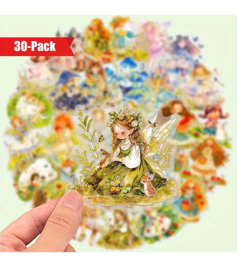 30 Tale Princess Golden Foil Transparent Laser Graffiti Decorative Multicolor Stickers Suitable For Laptops Water Bottles Luggage Helmets Motorcycle Guitar Christmas Gifts - Image 2