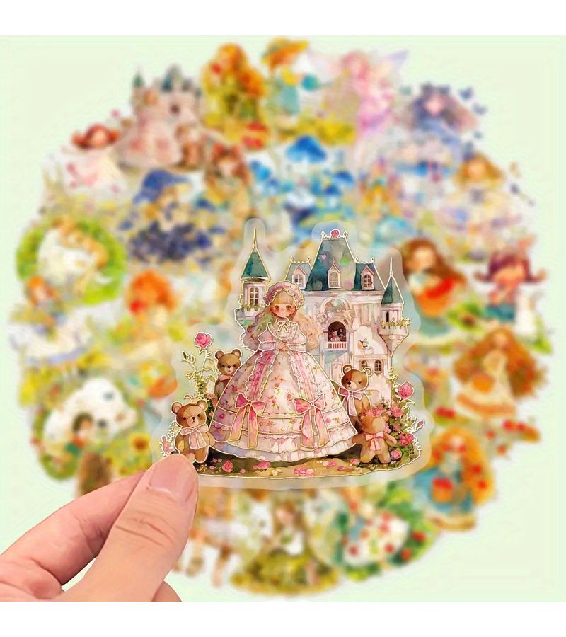 30 Tale Princess Golden Foil Transparent Laser Graffiti Decorative Multicolor Stickers Suitable For Laptops Water Bottles Luggage Helmets Motorcycle Guitar Christmas Gifts - Image 5