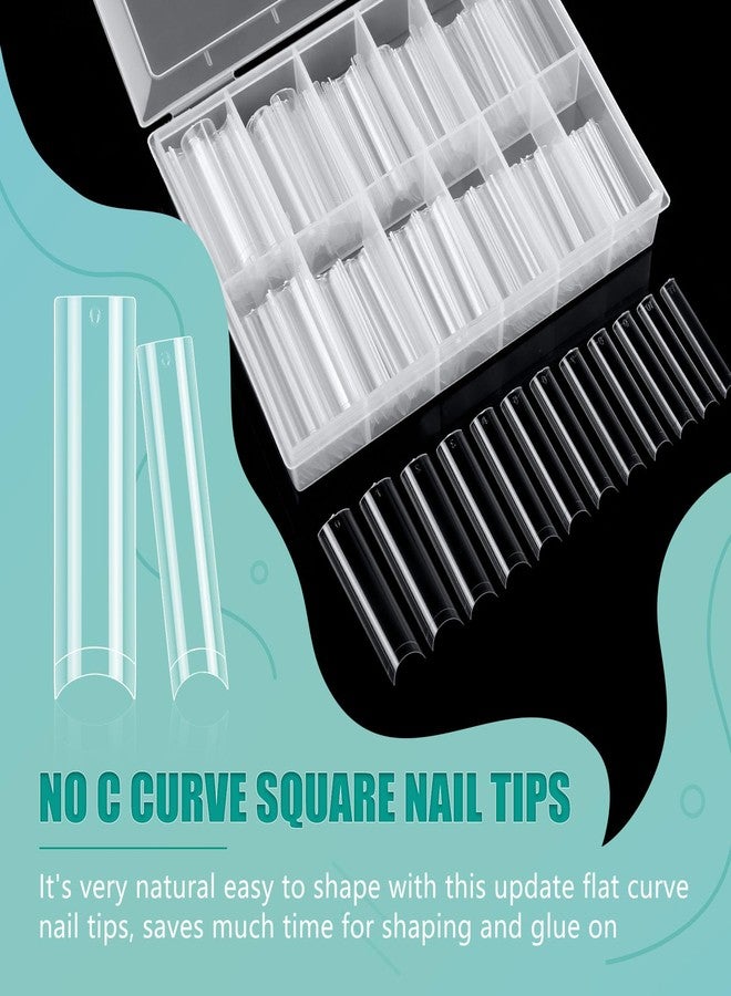 LIONVISON XL Long Clear Nail Tips: Half Cover 240PCS No C Curve Tapered Square Straight Nail Tips with 240PCS Stiletto Nail Tips for Salon Manicurist - Nail Extension Tips for Home DIY Manicure Hobbyists - Image 2