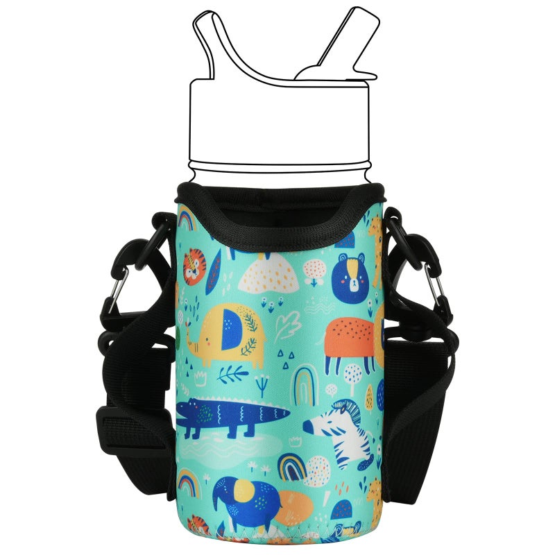 Beautyflier Beautyflier Neoprene Kids Water Bottle Sleeve Cover for Simple Modern, Contingo, Thermos Kids Stainless Steel Water Bottle, Water Bottle Carrier for Toddlers Boys and Girls,10-14oz (Animal Paradise)  - Image 1