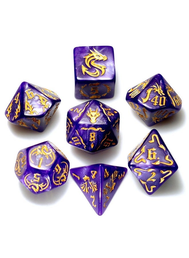 generic dice Set for Dungeon and Dragons D&D MTG 7-Die RPG Polyhedral Dice，D20 D12 D10 D8 D6 D4 D% (Purple)  - Image 1