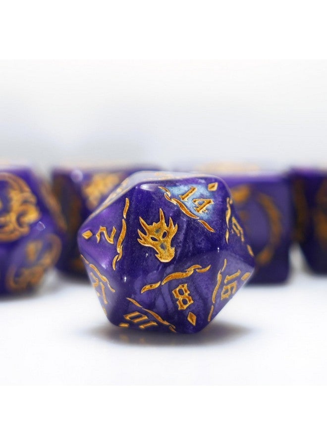 generic dice Set for Dungeon and Dragons D&D MTG 7-Die RPG Polyhedral Dice，D20 D12 D10 D8 D6 D4 D% (Purple)  - Image 2