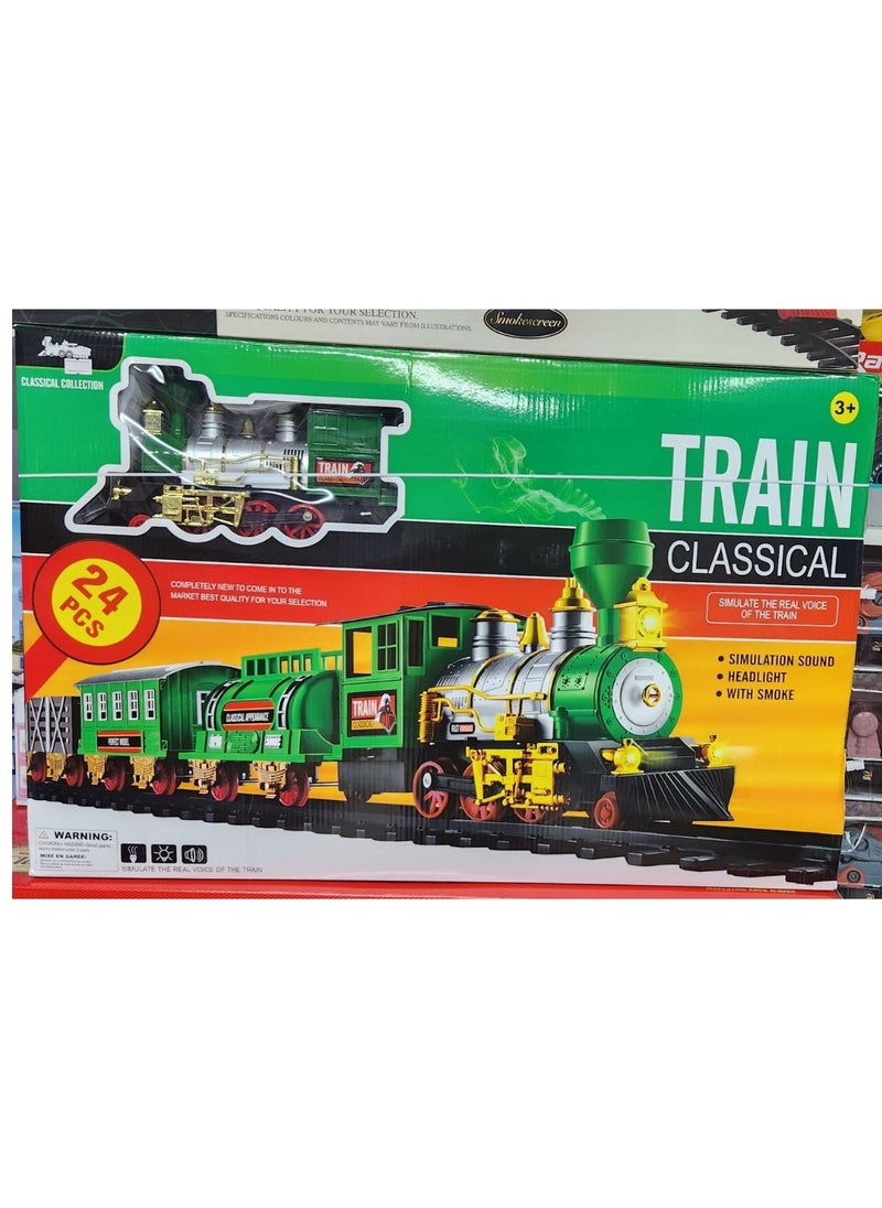 Toys 24-Piece Classic Train Set Toy with Smoke, Lights & Realistic Sound – Interactive Rail Play Set for Kids  - Image 1