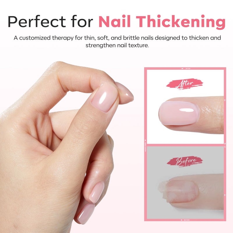modelones Builder Rubber Base Gel for Nails, Light Milky Baby Pink 6 in One Nude Color Base Coat Strengthen Apex Building Extension Long Last Protect Soak Off Manicure for Fragile Nail Art DIY Home - Image 5