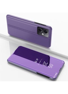 HuHa Case Cover For Xiaomi Redmi Note 12 5G Plated Mirror Horizontal Flip Leather Case with Holder Purple Blue 