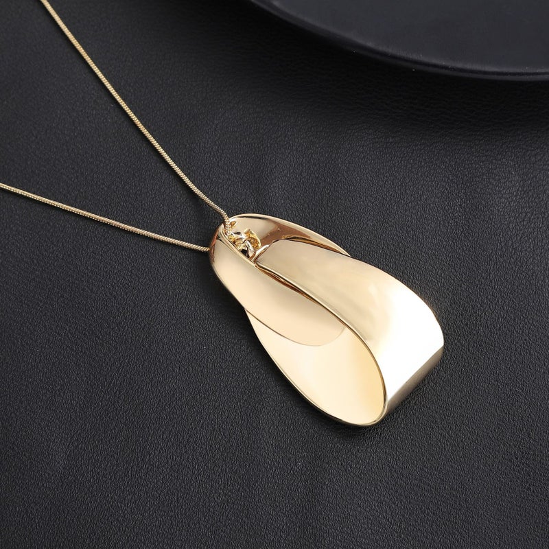 Generic Irregular Geometric Gold Plated Unisex Pendant Necklace Gold Double ring long necklace 