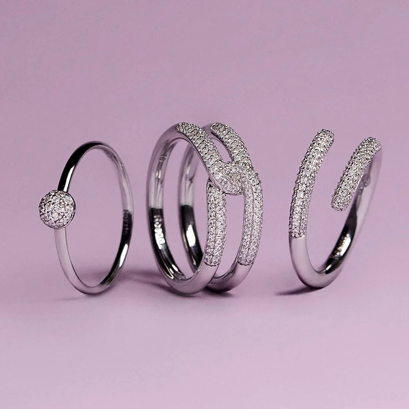 روساتو Bianca Silver Ring with 144 White Cubic Zirconia for Women's