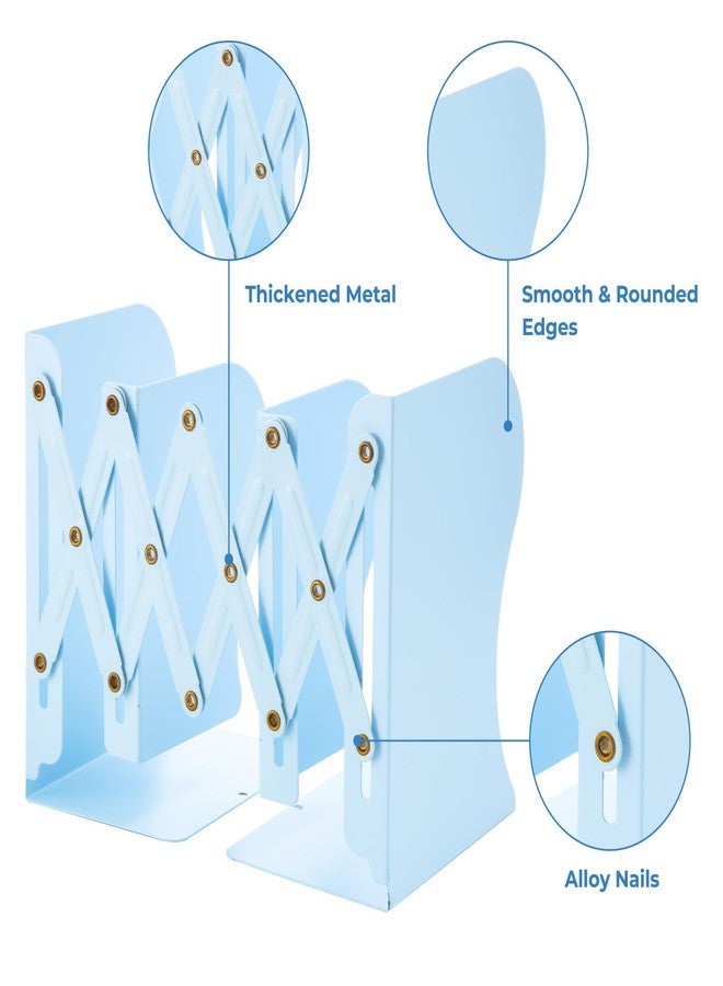 ام اند جي مساند كتب قابلة للتعديل من إم آند جي، مساند كتب معدنية للكتب الثقيلة، منظم ملفات ومجلات مكتبي قابل للتمديد حتى 20 بوصة، مانع للكتب للمنزل والمكتب والفصول الدراسية (أزرق) - Image 4