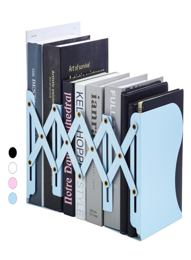 ام اند جي مساند كتب قابلة للتعديل من إم آند جي، مساند كتب معدنية للكتب الثقيلة، منظم ملفات ومجلات مكتبي قابل للتمديد حتى 20 بوصة، مانع للكتب للمنزل والمكتب والفصول الدراسية (أزرق) - Image 1